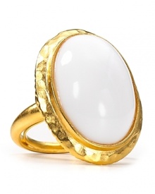 Decadent details matter. This gold-rimmed cocktail ring from Kenneth Jay Lane hits at vintage-inspired style, featuring an enamel stone.