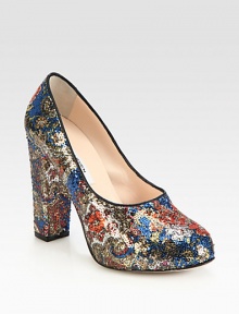 Dazzling multicolored sequins cover this notice-me platform pump with fine leather trim. Self-covered heel, 4½ (115mm)Hidden platform, ½ (15mm)Compares to a 4 heel (100mm)Sequin upper with leather trimLeather lining and solePadded insoleMade in Italy