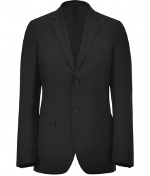 Perfect for the workweek or an evening out on the town, this luxe two-button blazer amps up the style quotient - Notched lapels, two-button closure, single welt chest pocket, flap waist pockets, slim fit, silk lining - Style with slim trousers, a striped button down, and suede ankle boots