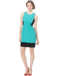 Graphic colorblocking adds a sixties mod appeal to this Rachel Rachel Roy dress -- perfect for a desk-to-dinner look!