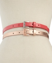 Set yourself up in style with these slender belts from Style&co that add just the right accent to any outfit. Presented in luxe lizard and chic solid, each belt is detailed with a square buckle and complementary keeper.