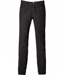 Stylish charcoal five-pocket corduroy pants from Save Khaki - Look sophisticated while being comfortable in these fashionable pants - Relaxed fit with classic jean styling with button fly - Wear with a cashmere pullover, a tweed blazer, and boots