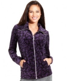 Style&co.'s velour jacket looks extra luxe with its deep hue and pretty print.