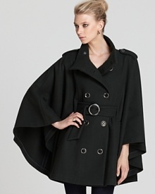 Take a dramatic approach to outerwear with this Rachel Zoe cape, a chic choice for chilly days in the city.