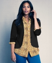 Snag a fierce look for the season with Style&co.'s long sleeve plus size shirt, featuring a snakeskin print!