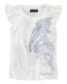 A wildlife graphic adorns this sweet flutter sleeve tee.