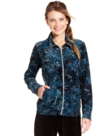 Style&co. Sport's printed velour jacket is a stylish addition to your casual wardrobe!