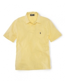 An adorable pocketed polo shirt is crafted from super-soft cotton jersey for a breathable, comfy fit.