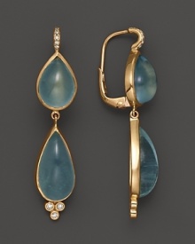 Temple St. Clair 18K Yellow Gold Double Pear Drop Aquamarine Earrings