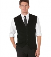 A handsome finishing touch, this Perry Ellis sweater vest pairs perfectly over your favorite button down shirt.