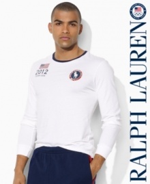 Celebrate the athletic spirit of the 2012 Olympic Games with this patriotic long sleeved cotton tee accented with sporty numerals and graphics.