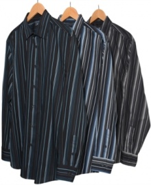 Step up your game with stripes and this long-sleeved shirt from Alfani Black.