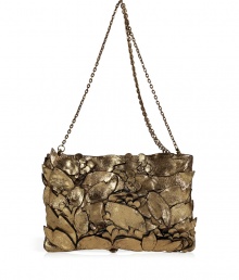 Layers of luxe leather and a lady-chic chain strap adorn this clutch from Hoss Intropia for a contemporary look perfect for adding a cool, glamorous finish to your outfit - Blackened edges, vintage-effect metallic gold leather, top zip, removable antiqued chain strap, inside back wall slot pocket - Pair with oversized blazers, tees and jeans, or dress up for cocktails with flirty sheath dresses and statement heels