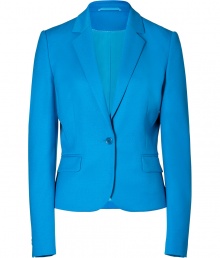 With its sharply tailored fit and timeless classic styling, Hugos bright blazer is a workweek essential - Peaked lapel, long sleeves, buttoned cuffs, single button closure, front flap pockets - Slightly shorter, tailored fit - Pair with a crisp white shirt and jeans, or dress up for work with a pencil skirt and peep-toes