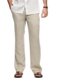 Keep your casual look polished with these lightweight linen pants from Perry Ellis.