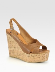 Strappy adjustable leather slingback with a natural cork wedge can be perfectly paired with your favorite sundress or shorts. Cork wedge, 4½ (115mm)Cork platform, 1½ (40mm)Compares to a 3 heel (75mm)Leather upperLeather liningRubber solePadded insoleImported