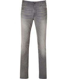 Stylishly distressed, these slim jeans from Seven for All Mankind are a casual must-have - Five-pocket styling, whiskering and fading, logo detailed back pockets, slim fit, straight leg - Style with a long sleeve henley and boots