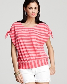 Get your spring wardrobe in line with this boldly striped Ella Moss tee.