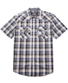 This handsome short sleeve plaid button down by Ecko Unltd is casual and cool.