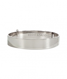 Add instant tough-meets-chic sizzle to your look with this luxe solid choker from New York Jewelry designer Eddie Borgo - Thick banded silver-plated choker with inside logo detail and latch closure - Pair with a figure-hugging cocktail sheath or an elevated jeans-and-tee ensemble