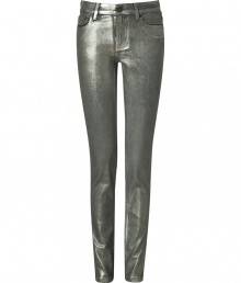 With a sleek leather look and the effortless comfort of worn-in denim, these metallic coated jeans from 2nd Day bring rock n roll edge to the everyday - Classic five-pocket styling, shiny metallic coated denim, straight skinny leg - Pair with a vintage-inspired tee and heels or with a silk tunic top and peep-toe booties