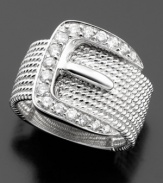 Keep everything buckled up with this 14k white gold round-cut diamond ring (1/2 ct. t.w.).