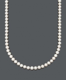 Become a traditionally stylish sophisticate with elegant pearls. Belle de Mer necklace features AA+ cultured freshwater pearls (8-9 mm) with a 14k gold clasp. Approximate length: 20 inches.