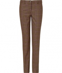 Your workweek just got more chic with these slim checked pants from Michael Kors - Flat front, belt loops, off-seam pockets, back welt pockets with buttons, straight leg, all-over check print - Wear with a cashmere pullover and embellished ballet flats