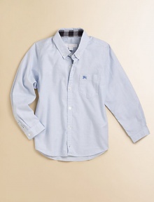 An all-boy version of a shirt dad might wear, in pastel stripes with classic dress-shirt details.Button-down collarButton placketPatch chest pocket with embroidered logoLong sleeves with button cuffsCottonMachine washImported Please note: Number of buttons may vary depending on size ordered. 