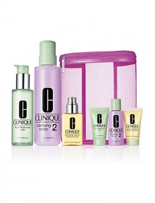 A gift to get her glowing wherever she goes. 3-Step Skin Care in full and travel sizes. See the cleanest, freshest, healthiest version of your skin. Dermatologist-developed 3-Step. Here, one set to keep at home, one to take, all in a large mesh cosmetics bag. Great skin, at a great value. Made in USA. 