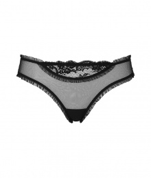 Turn up the heat in the boudoir with this sexy, lace-laden thong from Stella McCartney - Sheer mesh with lace detail and ruffle trim - Perfect under any outfit, or pair with a matching bra for stylish lounging