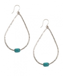 Decorate yourself in fresh, island style. These sleek hoops by Lucky Brand feature a small hint of color with a semi-precious calcite turquoise accent. Set in silver tone mixed metal. Approximate drop: 2-3/4 inches.