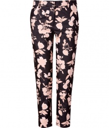 Optically alluring and a sweet take on Sunos bold prints, these floral cropped pants are a contemporary-chic choice for dressing up your day - Side and back slit pockets, zip fly, hidden hook and button closures, belt loops - Softly tapered leg, loosely tailored fit - Team with monochrome tops and sleek heels, or play up the look with contrast printed tops and colorful accessories