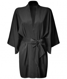 Lounge in high style with this ultra-chic kimono jacket from Philip Lim - Open silhouette, three-quarter flutter sleeves, tie waist belt - Pair with a slip dress and shearling slippers