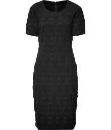 Work the textural trend into your Little Black Dress wardrobe with Marc by Marc Jacobs tasseled Frankie dress, a fun and edgy take on after-hours elegance - Rounded neckline, short sleeves, exposed back zip, fitted - Pair with platforms and a statement clutch