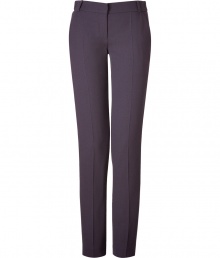 Inject effortless style into your workweek chic with these plum wool crepe pants from Matthew Williamson - Flat front, belt loops, off-seam pockets, straight leg with creasing - Slim fit - Wear with a printed silk blouse, a slim blazer, and platform pumps