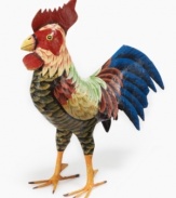 Feather your nest with this whimsical rooster from Heart of Haiti. Sculpted out of recycled cement bags and hand painted in bright primary colors, he'll win everyone over at your table, from the top of a mantel or greeting visitors by the front door.