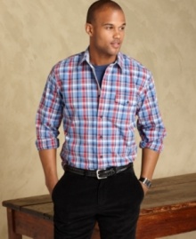 Pair this plaid from Tommy Hilfiger with a pair of denim or khakis and toe the line of casual cool and polished prep.