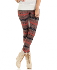 Cold-weather must-have: a fair-isle print brings wintery fun to Pink Rose's knit leggings!