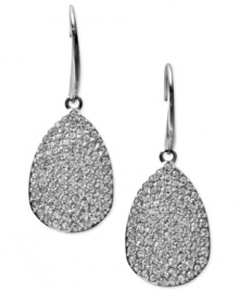 Drops of glamour go a long way with these earrings from Fossil. Crafted from silver-tone stainless steel, the pair dazzles with sparkling accents. Approximate drop: 1 inch.