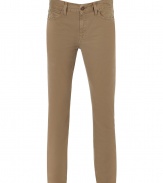 Stylish beige gabardine pants - These slim-cut straight leg pants are versatile and flattering - Comfortable and classic, these pants are a great alternative to jeans - Wear with a cashmere pullover and retro-inspired sneakers - Style with a henley, blazer, and motorcycle boots