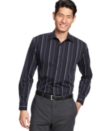 Set yourself up for success with this sharp striped shirt from Alfani BLACK.