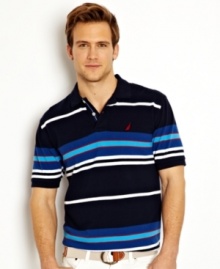 Prep yourself for lightweight style this season with this striped polo shirt from Nautica.