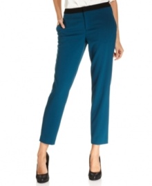 Calvin Klein's ponte-knit ankle pants look extra chic with a contrasting waistband.