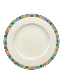 Make every meal bright with Villeroy & Boch's Twist Alea dinner plates. With an enamel colorblock design reminiscent of Spanish tile and a vivid band of color along the rim.