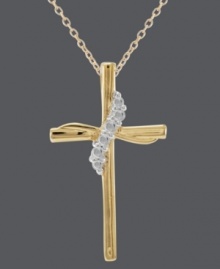 Symbolically stylish. Pronounce your faith while keeping on-trend in Giani Bernini's intricate cross pendant. Crafted in 24k gold over sterling silver with sterling silver accents. Approximate length: 18 inches. Approximate drop: 1 inch.