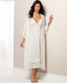 Fluttering sleeves with floral bouquets are the sweet highlight of this graceful Secret Garden robe by Flora Nikrooz.