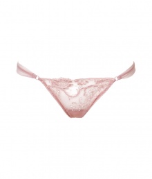 Luxurious thong in a fine, pink synthetic blend (stretch tulle) - particularly comfortable, thanks to the spandex content  - elegantly embroidered, in a stylish lace look - slim waistband - perfect , elastic fit - stylish, sexy, seductive - fits under (almost) all outfits