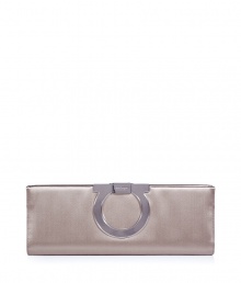 Classic and super-stylish, this logo-laden clutch from Salvatore Ferragamo is perfect for cocktails or a party-ready look - Classic rectangular shape, vintage-inspired frame, logo-detailed closure - Style with a flirty cocktail dress and peep-toe pumps