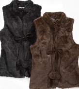 Invest in her sweet look. She'll love the soft feel of this faux-fur vest from Planet Gold.